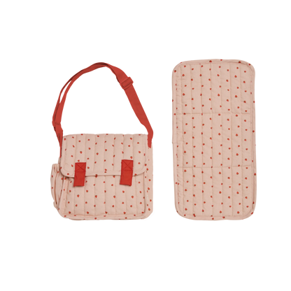 Pañalera convertible a mochila (de muñecas) - Fresas