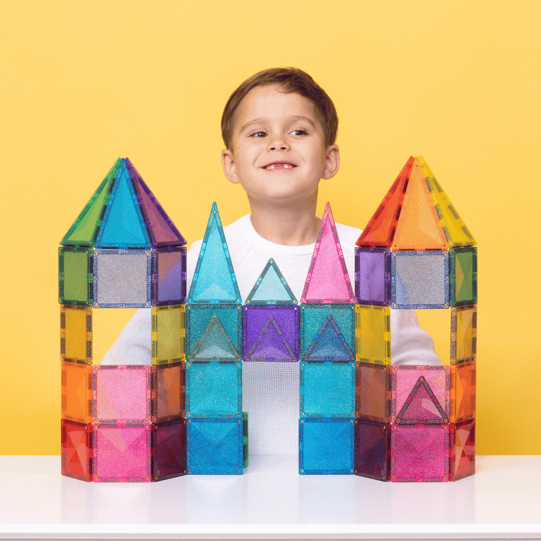 Connetix Bloques magnéticos - ¡¡Edición purpurina!! - Pack Castillo - 48 piezas (EXTENSIÓN)
