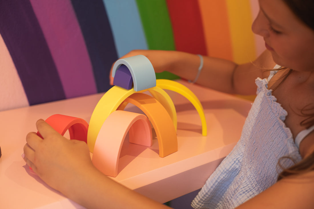 Arcoíris apilable - Silicona - Colores vivos (grande)