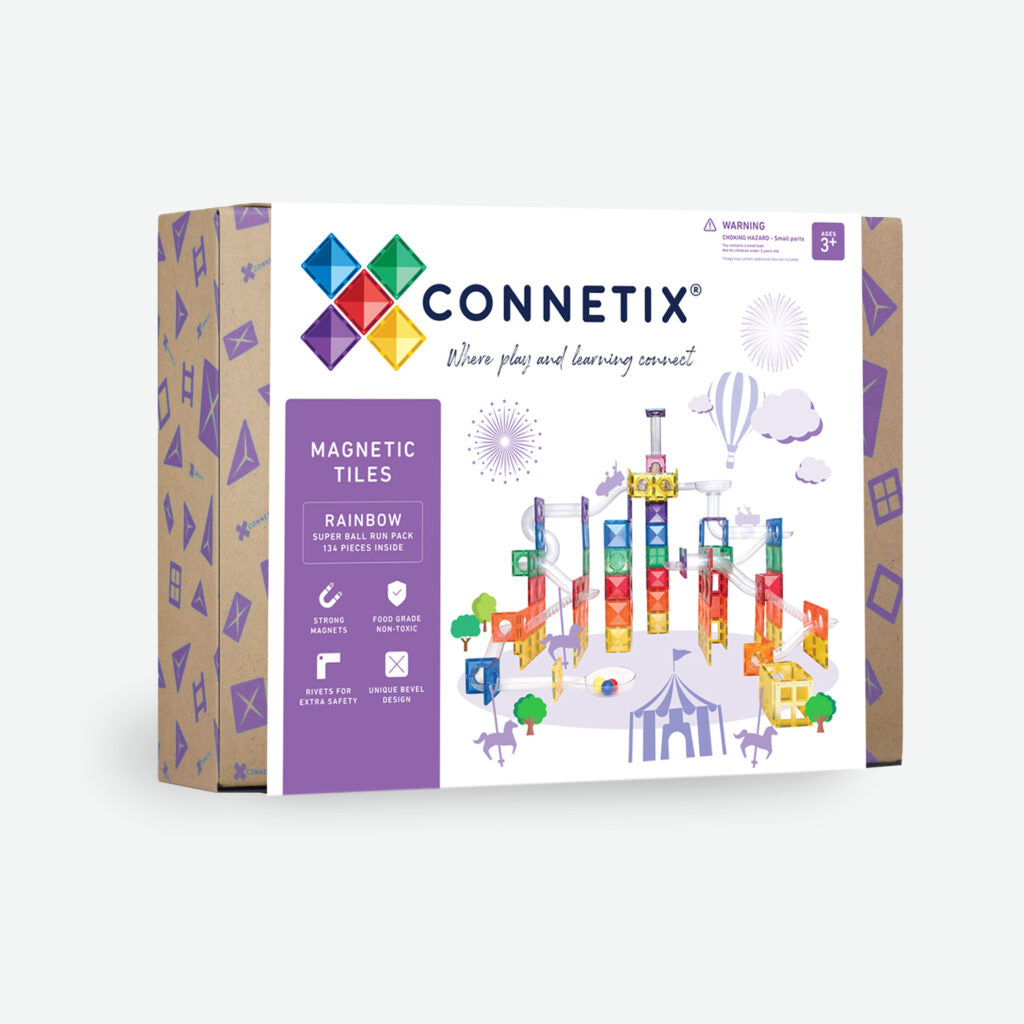 Connetix Bloques magnéticos - Rainbow - Circuito bolas - 134 piezas (EXTENSIÓN)
