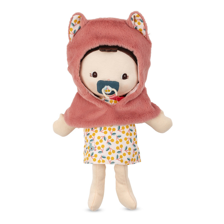 Muñeca de tela con mochila portabebés - Jeanne