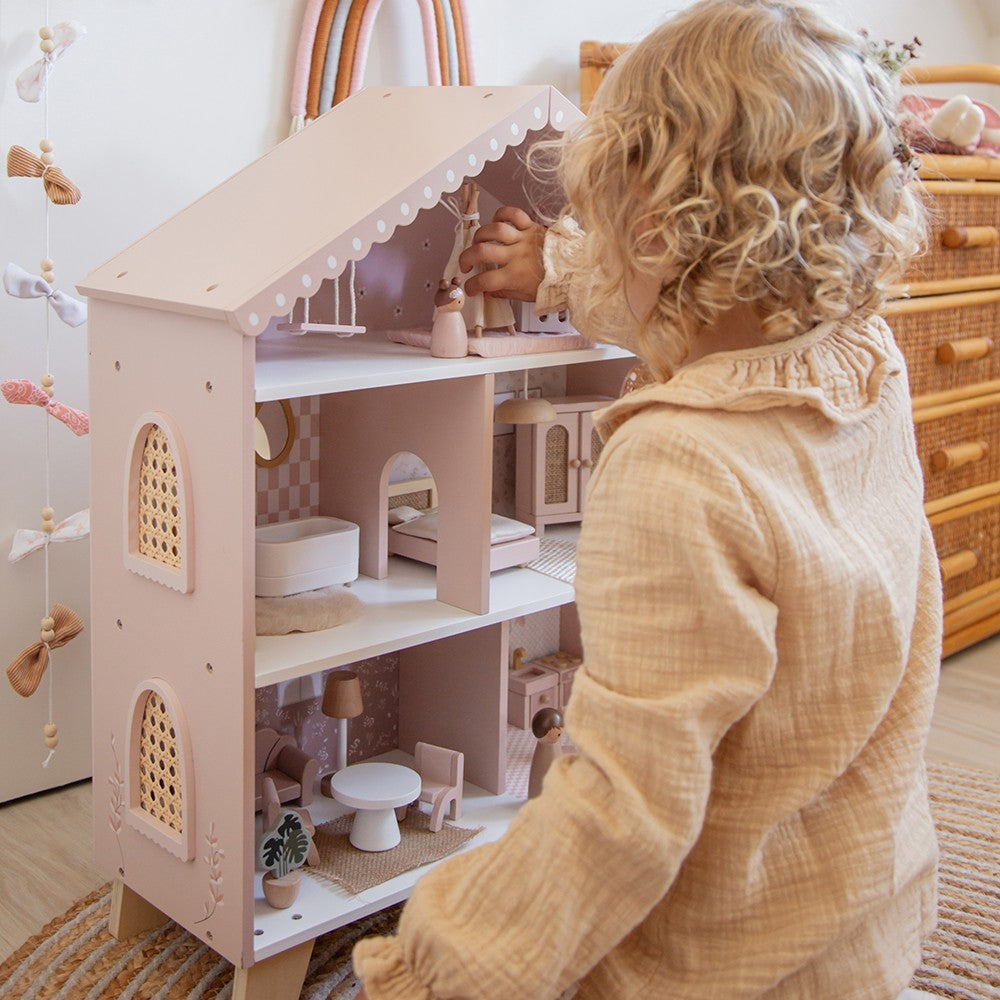 Casita de muñecas de Madera Rosa (+22 accesorios)
