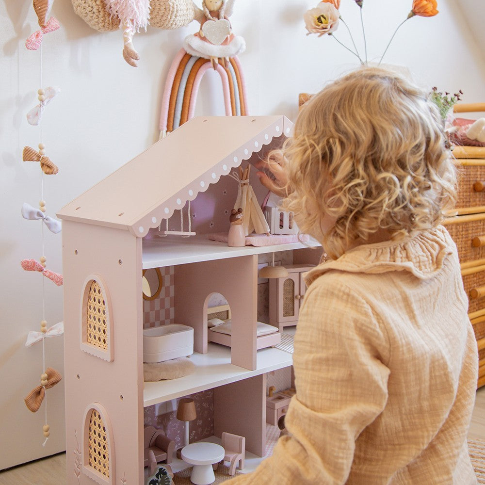 Casita de muñecas de Madera Rosa (+22 accesorios)