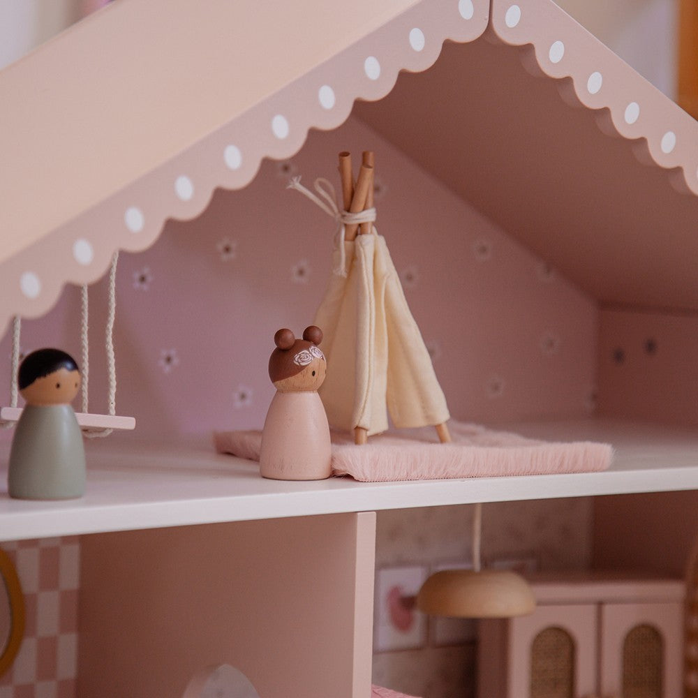 Casita de muñecas de Madera Rosa (+22 accesorios)