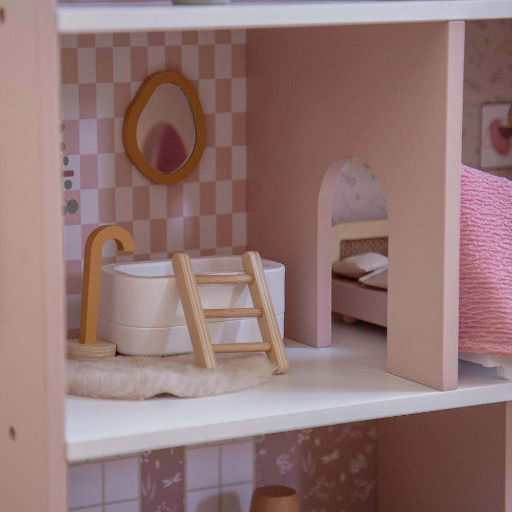 Casita de muñecas de Madera Rosa (+22 accesorios)