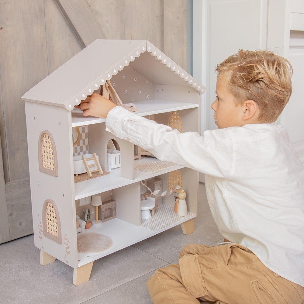 Casita de muñecas de Madera Gris turrón (+22 accesorios)