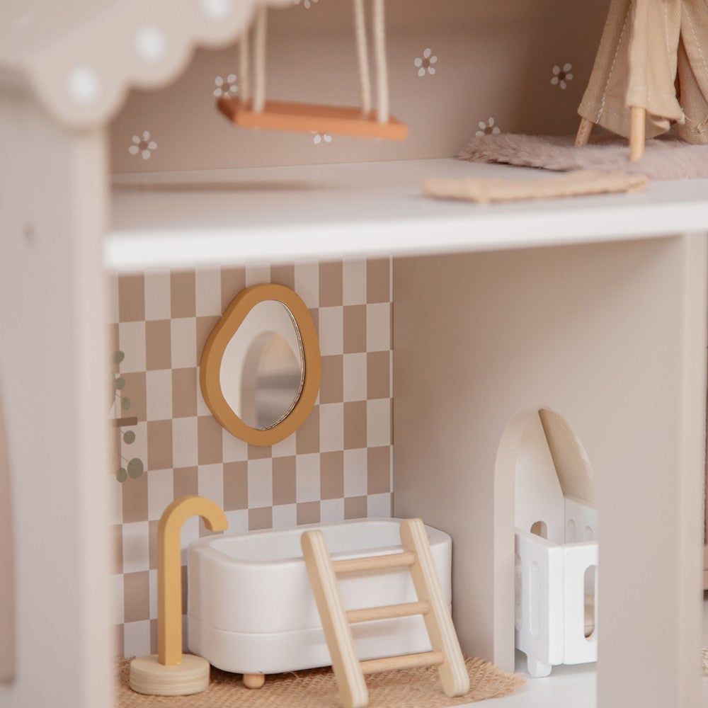 Casita de muñecas de Madera Gris turrón (+22 accesorios)