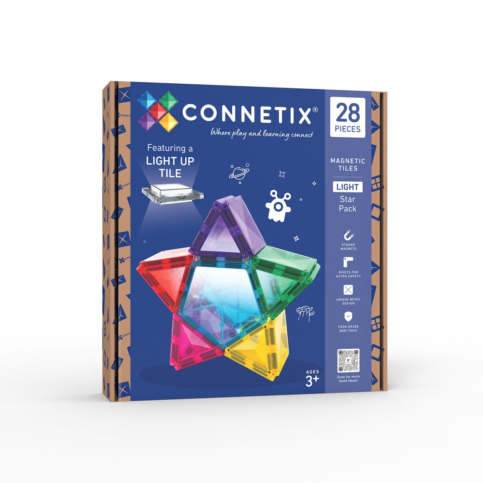 Connetix Bloques magnéticos - Rainbow - Pack Light Star ⭐️¡¡CON LUZ!!!💡 - 28 piezas (EXTENSIÓN)