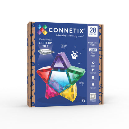 Connetix Bloques magnéticos - Rainbow - Pack Light Star ⭐️¡¡CON LUZ!!!💡 - 28 piezas (EXTENSIÓN)