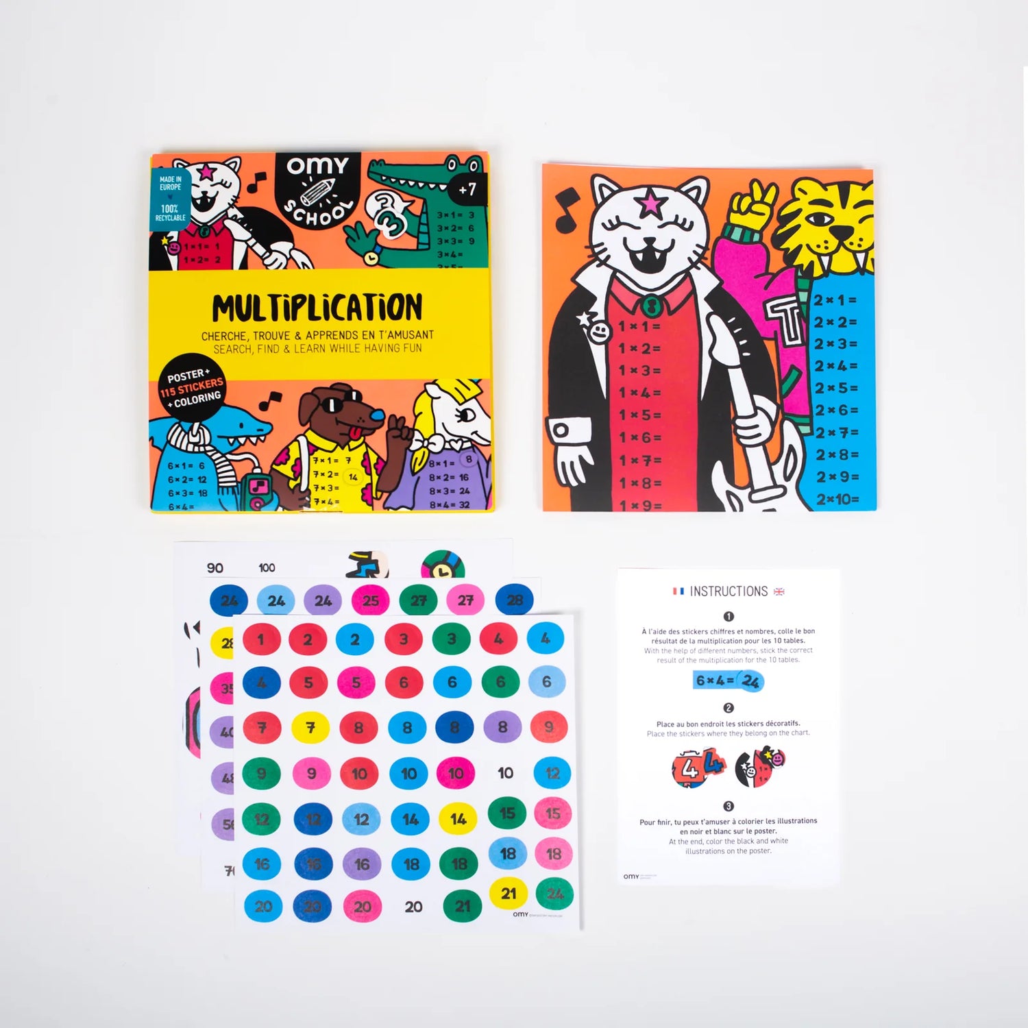 Poster XL de tablas de multiplicar + Pegatinas