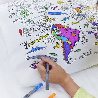 Funda Almohada para colorear - Mapa del Mundo - Casa de Fieras