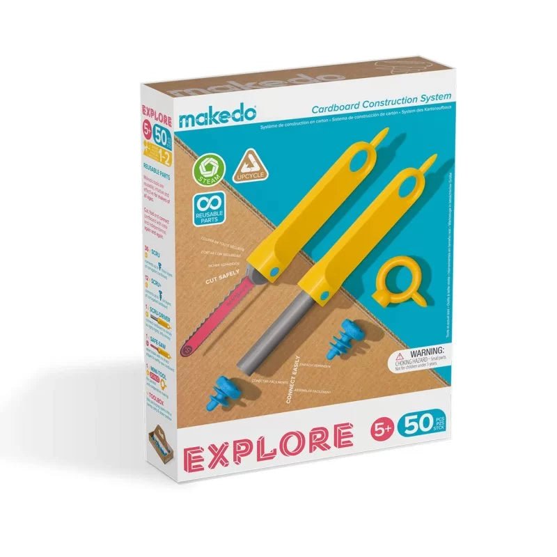 Makedo - Kit EXPLORE - 50 pcs (herramientas para construir con cartón) - Casa de Fieras