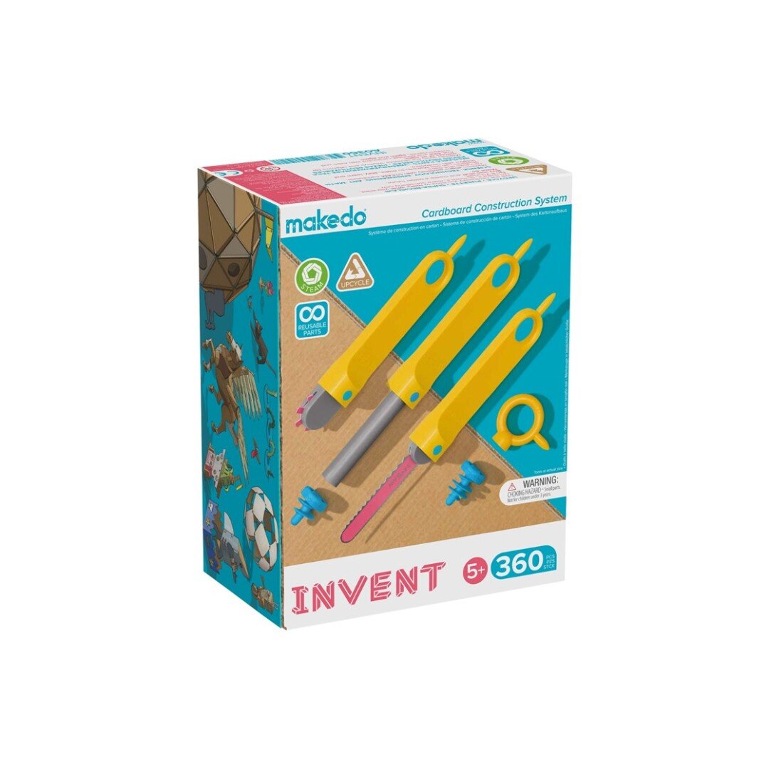 Makedo - Kit INVENT - 360 pcs (herramientas para construir con cartón) - Casa de Fieras