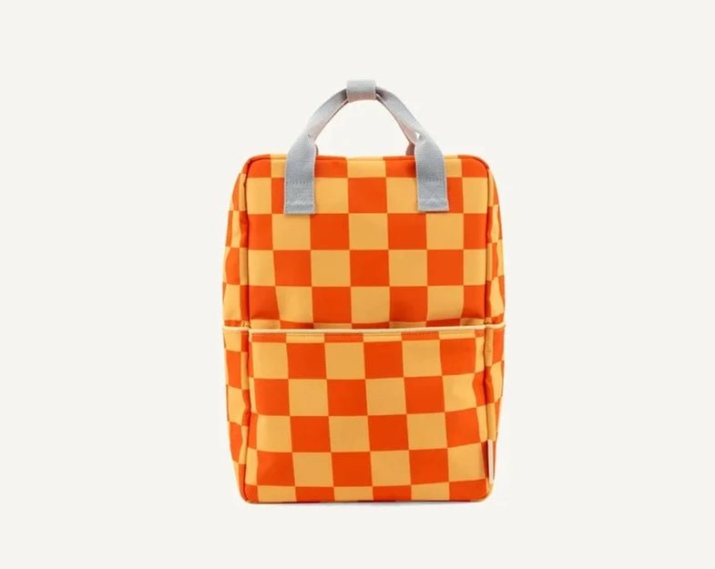 Mochila (L) - Tablero de damas - Amarillo y naranja - Casa de Fieras