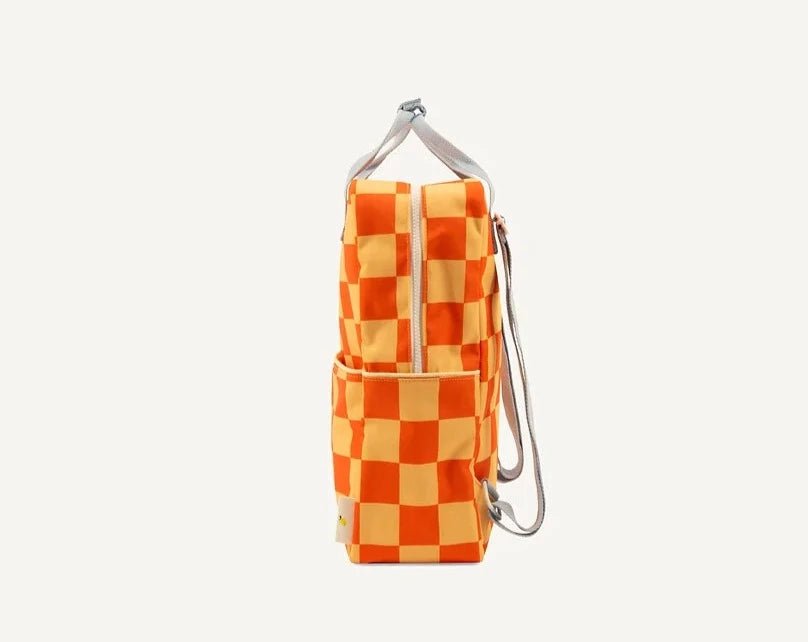 Mochila (L) - Tablero de damas - Amarillo y naranja - Casa de Fieras