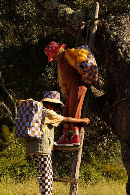 Mochila (L) - Tablero de damas - Amarillo y naranja - Casa de Fieras