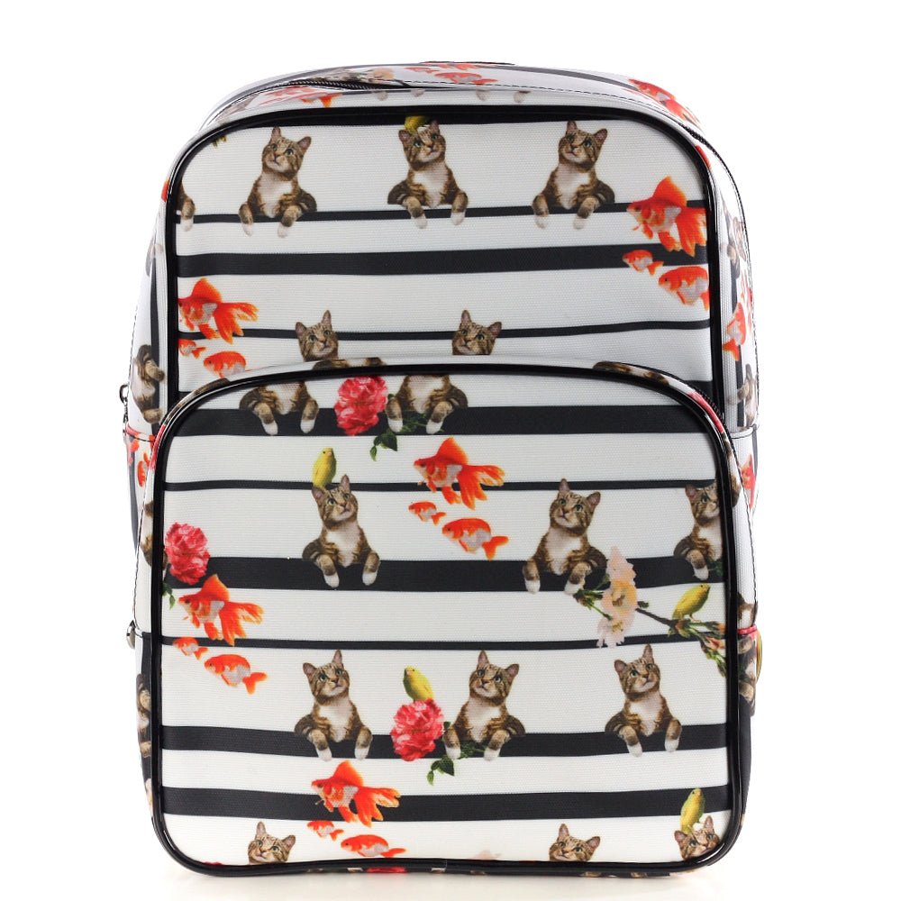 Mochila retro (M) - Gatos y peces - Casa de Fieras