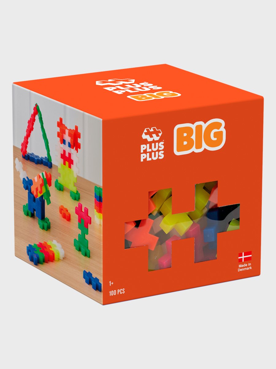 Plus Plus - Cubo BIG - Mix Neón (100 piezas) - Casa de Fieras