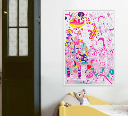 Poster XL para colorear - Fantaía Unicornios - Casa de Fieras