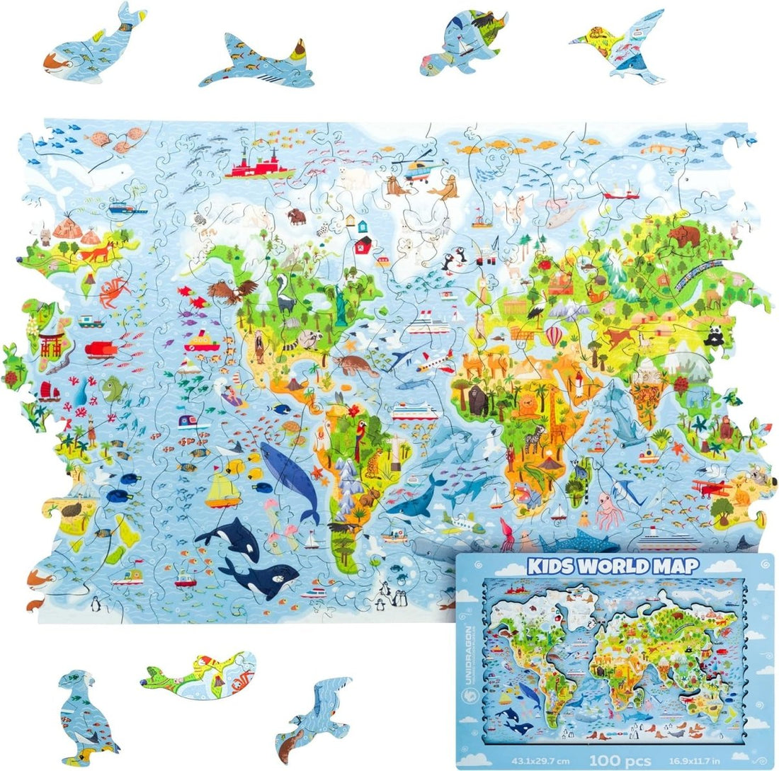 Puzzle de madera - Mapa del mundo (100 piezas) - Casa de Fieras