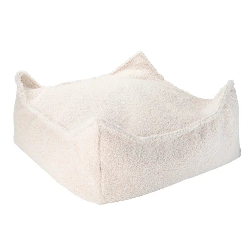 Square Ottoman - Teddy - Cream White - Casa de Fieras